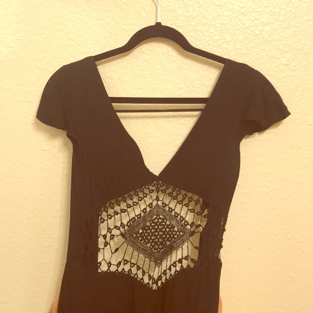 RARE Black Crochet  Romper